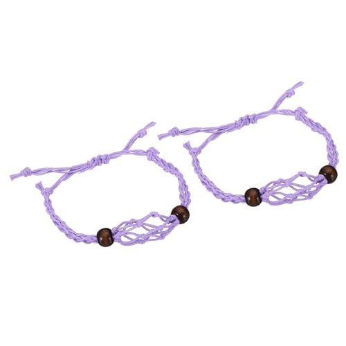 PATIKIL Armband Schnur Leerer Steinhalter, 2er Pack 1.38" Wachsseil Innendurchmesser Kristallkäfig Verstellbarer Anhänger Steinhalter für Schmuckherstellung, Lila PATIKIL Armband Schnur Leerer Steinhalter, 2er Pack 1.38" Wachsseil Innendurchmesser Kristallkäfig Verstellbarer Anhänger Steinhalter für Schmuckherstellung, Lila von PATIKIL