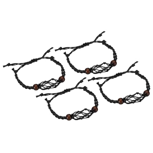 PATIKIL Armband Schnur Leerer Steinhalter, 4er Pack 1.38" Wachsseil Innendurchmesser Kristallkäfig Verstellbarer Anhänger Steinhalter für Schmuckherstellung, Schwarz PATIKIL Armband Schnur Leerer Steinhalter, 4er Pack 1.38" Wachsseil Innendurchmesser Kristallkäfig Verstellbarer Anhänger Steinhalter für Schmuckherstellung, Schwarz von PATIKIL