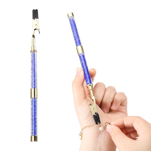 PATIKIL Armbandverschluss-Helfer, Armbandhilfe-Tool zum selbstständigen Anlegen mit Gummischutzspitze, Schmuck-Schnellverschluss-Ausrüstung für Halskette Uhr Reißverschluss, Blau/Golden von PATIKIL