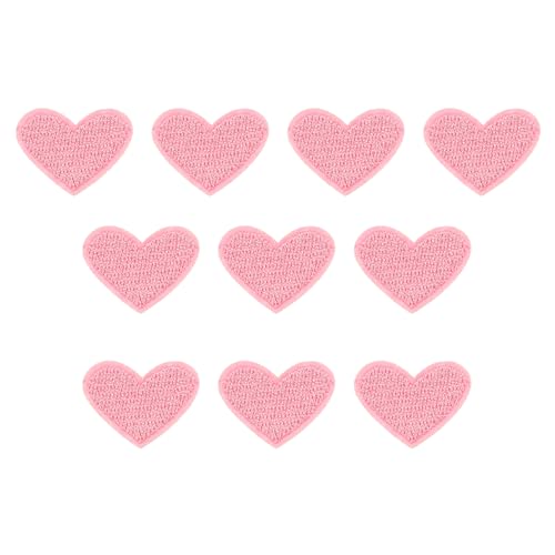 PATIKIL Aufbügelbare Aufnäher 10 Packung Herz Form Aufnäher Bestickte Aufnäher Liebe Applikationen Verzierungen für Kleidung Jacken Hut Rucksack Reparieren Dekorationen Hell Rosa von PATIKIL