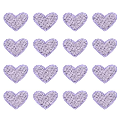 PATIKIL Aufbügelbare Aufnäher 16 Packung Herz Form Aufnäher Bestickte Aufnäher Liebe Applikationen Verzierungen für Kleidung Jacken Hut Rucksack Reparieren Dekorationen Hell Lila von PATIKIL