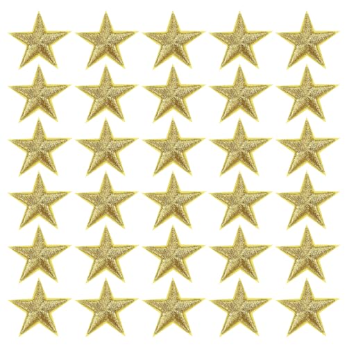 PATIKIL Aufbügelbare Aufnäher 33 Packung 5 Stern Aufnäher Bestickte Aufnäher Applikationen Verzierungen für Kleidung Jacken Hut Rucksack Reparieren Dekorationen Golden von PATIKIL