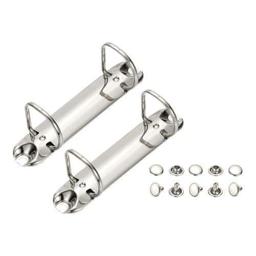 PATIKIL B7 2-Loch-Ringbinder-Mechanismen, 2er-Set 1,18" D-Ring-Ersatzbinder-Planer-Lose-Blatt-Bindungsspulen für Organisatoren DIY-Füllpapier-Aufbewahrungsordner-Zubehör, 26mm Silberton von PATIKIL