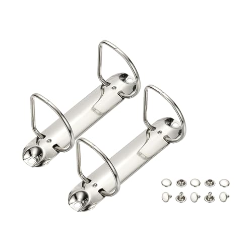 PATIKIL B7 2-Loch-Ringbinder-Mechanismen, 2er-Set 1,77" D-Ring-Ersatzbinder-Planer-Lose-Blatt-Bindungsspulen für Organisatoren DIY-Füllpapier-Aufbewahrungsordner-Zubehör, 26mm Silberton von PATIKIL
