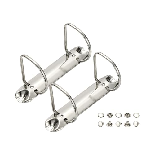 PATIKIL B7 2-Loch-Ringbinder-Mechanismen, 2er-Set 1,97" D-Ring Ersatzbinder Planer Loose Leaf Bindungsschienen für Organisatoren DIY Füllpapier-Aufbewahrungsordner Zubehör, 26mm Silberton von PATIKIL