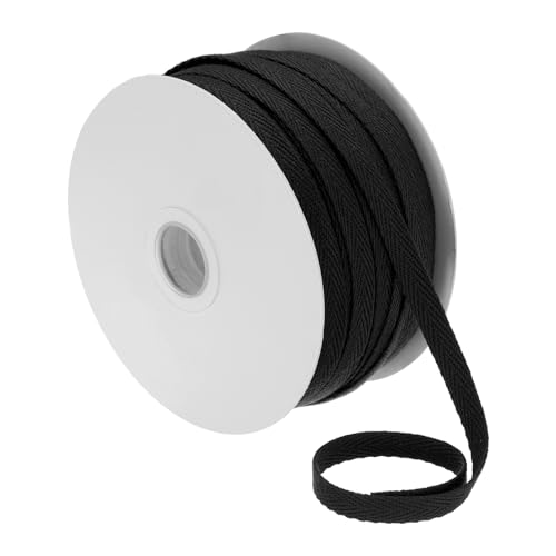 PATIKIL Baumwollköperband 6mm (1/4") 50 Yards 100% Baumwollband Schrägband Herringbone Webbing Verzierung für Nähen Geschenkverpackung, Schwarz von PATIKIL