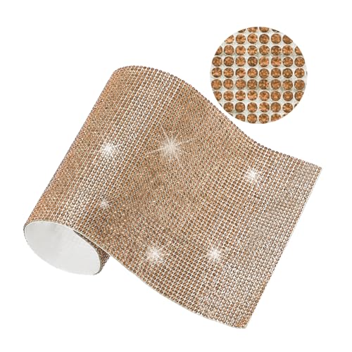 PATIKIL Bling Crystal Rhinestone Sheet, 7.9"x4.7" Selbstklebende StrassGestein-Aufkleber für DIY-Bastelarbeiten, Geschenke, Telefon- und Auto-Dekorationen, Champagner Gold von PATIKIL