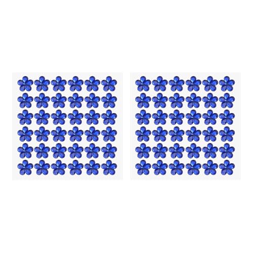 PATIKIL Blumen Selbstklebende Strasssticker, 2 Blatt/72 Stk. Gesichtsjuwelensticker Kristallverzierungsbogen für Basteln Nageldekoration Make-up DIY, Dunkelblau von PATIKIL