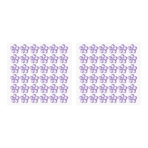 PATIKIL Blumen Selbstklebende Strasssticker, 2 Blatt/72 Stk. Gesichtsjuwelensticker Kristallverzierungsbogen für Basteln Nageldekoration Make-up DIY, Helllila von PATIKIL
