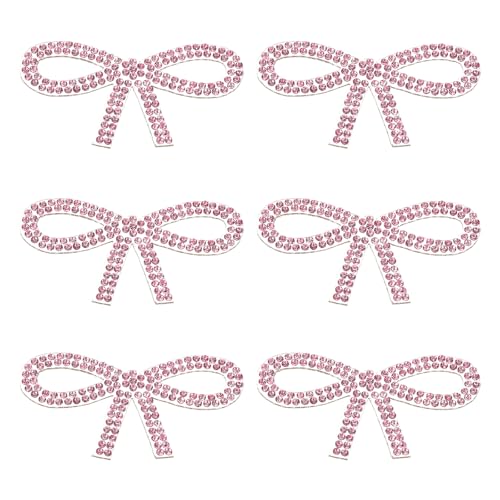 PATIKIL Bow Rhinestone Stickers, 6 Stück Selbstklebende Schleifenform Glitzer-Aufkleber für Wasserflaschen-Charme, Tassen-Dekorationen, Hellrosa von PATIKIL
