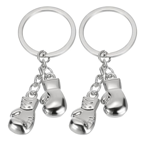 PATIKIL Boxhandschuhe Schlüsselanhänger, 2er Pack Mini Niedliche Sport Boxen Schlüsselring Tasche Rucksack Dekoration für Männer Frauen Partygeschenke, Silber von PATIKIL