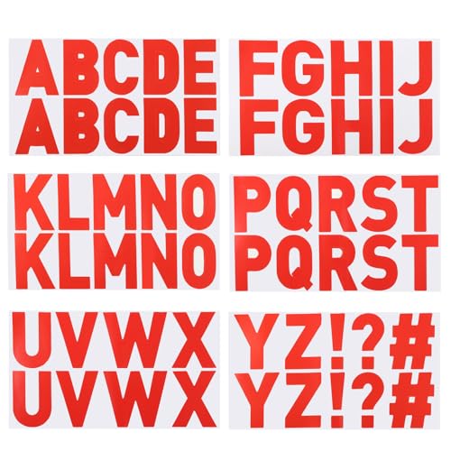PATIKIL Buchstaben Aufkleber 2,5 Zoll, 60 Stk./ 12 Blätter Selbstklebende Vinyl Große Alphabet Nummer Aufkleber für Kunst DIY Handwerk, Rot von PATIKIL