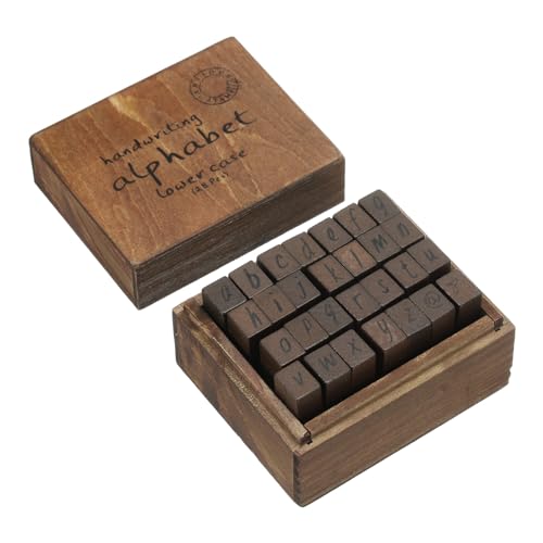 PATIKIL Buchstaben-Gummistempel, 1 Satz Holz-Alphabet-Stempel, Holzstempel mit Vintage-Box, Geschenk für DIY-Bastelarbeiten, Kartenherstellung, Stil 4 von PATIKIL