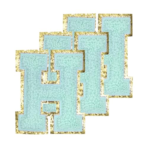PATIKIL Buchstaben zum Aufbügeln Aufnäher 3,3 Zoll, 3 Stück Aufbügel Patches Goldrand Bestickte Sticker Bügelflicken für Kleidung DIY Rucksäcke Hüte Dekoration, Dunkelblau Buchstabe-H von PATIKIL
