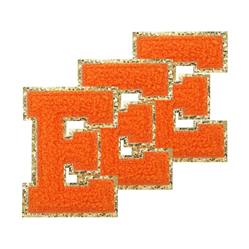 PATIKIL Buchstaben zum Aufbügeln Aufnäher 3,3 Zoll, 3 Stück Aufbügel Patches Goldrand Bestickte Sticker Bügelflicken für Kleidung DIY Rucksäcke Hüte Dekoration, Gelb Buchstabe-E von PATIKIL