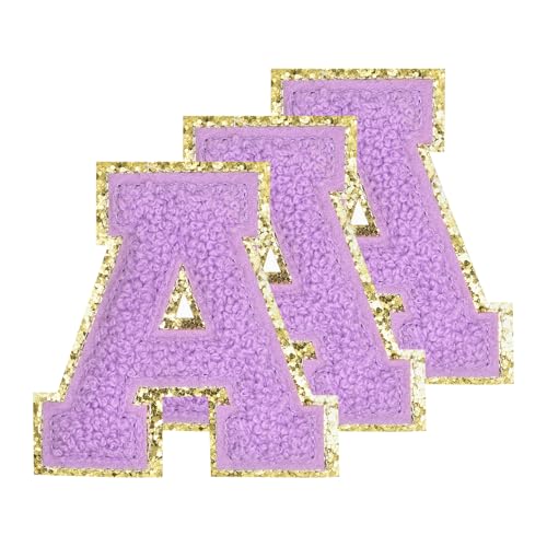 PATIKIL Buchstaben zum Aufbügeln Aufnäher 3,3 Zoll, 3 Stück Aufbügel Patches Goldrand Bestickte Sticker Bügelflicken für Kleidung DIY Rucksäcke Hüte Dekoration, Lila Buchstabe-A PATIKIL Buchstaben zum Aufbügeln Aufnäher 3,3 Zoll, 3 Stück Aufbügel Patches Goldrand Bestickte Sticker Bügelflicken für Kleidung DIY Rucksäcke Hüte Dekoration, Lila Buchstabe-A von PATIKIL