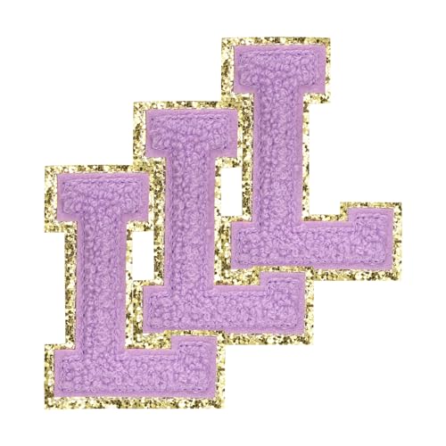 PATIKIL Buchstaben zum Aufbügeln Aufnäher 3,3 Zoll, 3 Stück Aufbügel Patches Goldrand Bestickte Sticker Bügelflicken für Kleidung DIY Rucksäcke Hüte Dekoration, Lila Buchstabe-L PATIKIL Buchstaben zum Aufbügeln Aufnäher 3,3 Zoll, 3 Stück Aufbügel Patches Goldrand Bestickte Sticker Bügelflicken für Kleidung DIY Rucksäcke Hüte Dekoration, Lila Buchstabe-L von PATIKIL
