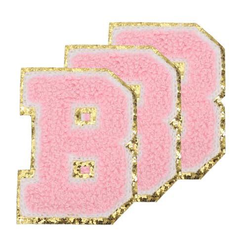 PATIKIL Buchstaben zum Aufbügeln Aufnäher 3,3 Zoll, 3 Stück Aufbügel Patches Goldrand Bestickte Sticker Bügelflicken für Kleidung DIY Rucksäcke Hüte Dekoration, Pink Buchstabe-B PATIKIL Buchstaben zum Aufbügeln Aufnäher 3,3 Zoll, 3 Stück Aufbügel Patches Goldrand Bestickte Sticker Bügelflicken für Kleidung DIY Rucksäcke Hüte Dekoration, Pink Buchstabe-B von PATIKIL