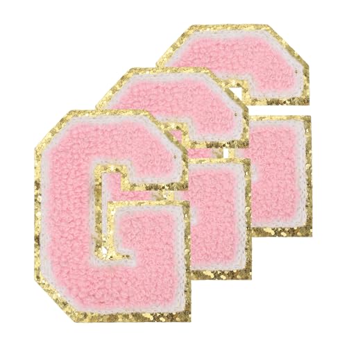 PATIKIL Buchstaben zum Aufbügeln Aufnäher 3,3 Zoll, 3 Stück Aufbügel Patches Goldrand Bestickte Sticker Bügelflicken für Kleidung DIY Rucksäcke Hüte Dekoration, Pink Buchstabe-G PATIKIL Buchstaben zum Aufbügeln Aufnäher 3,3 Zoll, 3 Stück Aufbügel Patches Goldrand Bestickte Sticker Bügelflicken für Kleidung DIY Rucksäcke Hüte Dekoration, Pink Buchstabe-G von PATIKIL