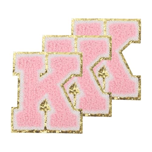 PATIKIL Buchstaben zum Aufbügeln Aufnäher 3,3 Zoll, 3 Stück Aufbügel Patches Goldrand Bestickte Sticker Bügelflicken für Kleidung DIY Rucksäcke Hüte Dekoration, Pink Buchstabe-K PATIKIL Buchstaben zum Aufbügeln Aufnäher 3,3 Zoll, 3 Stück Aufbügel Patches Goldrand Bestickte Sticker Bügelflicken für Kleidung DIY Rucksäcke Hüte Dekoration, Pink Buchstabe-K von PATIKIL