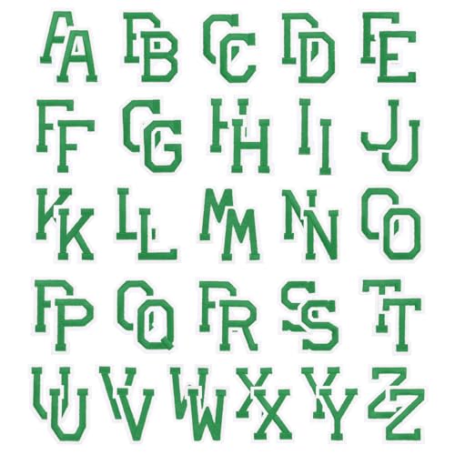 PATIKIL Bügelbuchstaben, 52 Stück bestickte Buchstaben A-Z zum Aufnähen oder Aufbügeln auf Kleidung, Rucksäcken, Hüten, DIY-Zubehör, Hellgrün, 2 Zoll Höhe von PATIKIL