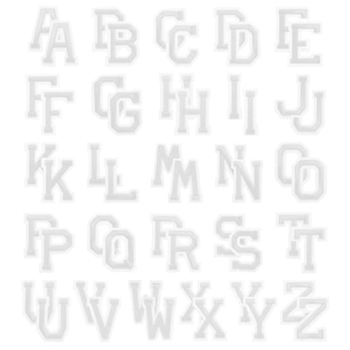 PATIKIL Bügelbuchstaben, 52 Stück bestickte Buchstaben A-Z zum Aufnähen oder Aufbügeln auf Kleidung, Rucksäcken, Hüten, DIY-Zubehör, weiß, 2 Zoll Höhe von PATIKIL