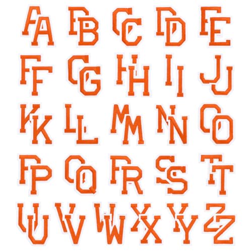 PATIKIL Bügelbuchstaben, 52 Stück bestickte Buchstaben A-Z zum Aufnähen oder Aufbügeln auf Kleidung, Rucksäcken, Hüten DIY-Zubehör, Orange 2 Zoll Höhe von PATIKIL