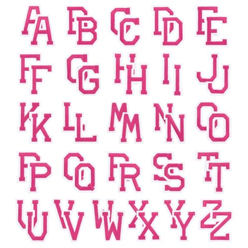 PATIKIL Bügelbuchstaben, 52 Stück bestickte Buchstaben A-Z zum Aufnähen oder Aufbügeln auf Kleidung, Rucksäcken, Hüten DIY-Zubehör, Rose 2 Zoll Höhe von PATIKIL