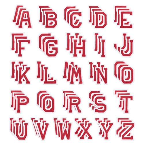PATIKIL Bügelbuchstaben, 78 Stück bestickte Buchstaben A-Z zum Aufnähen oder Aufbügeln auf Kleidung, Rucksäcken, Hüten, DIY-Zubehör, Rot, 2 Zoll Höhe von PATIKIL