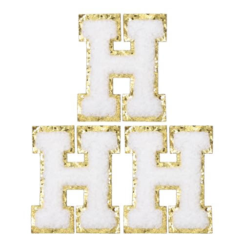 PATIKIL Bügelbuchstaben-Patches, 3er-Pack Chenille-Glitzer-Buchstaben-Patches, gesticktes Patch zum Reparieren von Jeans, Kleidung, Taschen, Hüten, Hemden, Handwerk, Weiß, Buchstabe H PATIKIL Bügelbuchstaben-Patches, 3er-Pack Chenille-Glitzer-Buchstaben-Patches, gesticktes Patch zum Reparieren von Jeans, Kleidung, Taschen, Hüten, Hemden, Handwerk, Weiß, Buchstabe H von PATIKIL
