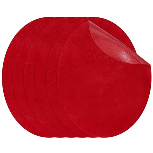 PATIKIL Bügelflicken 11 x 14 cm, 6er Pack ovale Ellenbogenflicken Knie-Reparaturflicken Wildleder Stoffapplikationen für Hemd Jeans Jacke Kleidung Reparatur Dekorationsset, Rot von PATIKIL