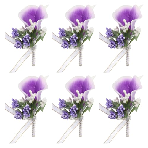 PATIKIL Calla-Lilien-Anstecker für Männer, 6er-Pack handgefertigte Bräutigam- und Trauzeugen-Anstecker mit Pins für Hochzeitszeremonie, Jubiläumsfeier, Abschlussball, Weiß/Lila PATIKIL Calla-Lilien-Anstecker für Männer, 6er-Pack handgefertigte Bräutigam- und Trauzeugen-Anstecker mit Pins für Hochzeitszeremonie, Jubiläumsfeier, Abschlussball, Weiß/Lila von PATIKIL