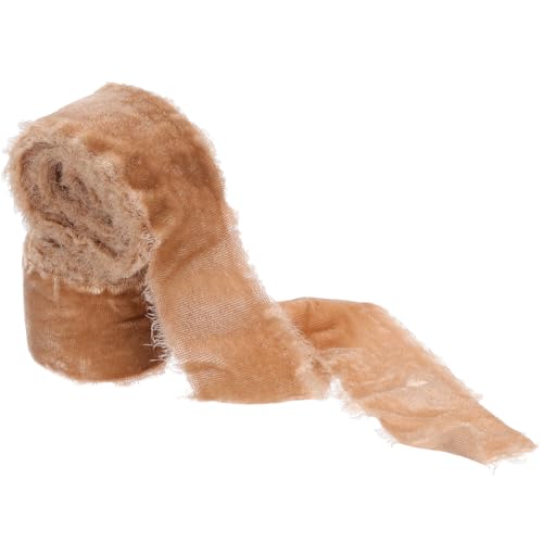 PATIKIL Cappuccino Samtband, 1-1/2 Zoll x 3 Yards Frayed Samtbänder zum Geschenkverpacken für Kränze Blumensträuße Schleifen Hochzeitsdekoration von PATIKIL