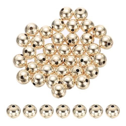 PATIKIL Champagner Gold gefüllte Abstandperlen, 36 Stück 8mm Metall glatte runde Kugelperlen für Armband Schmuckherstellung Halskette DIY von PATIKIL