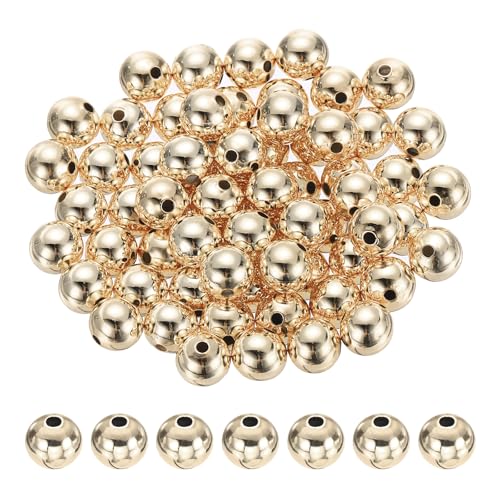 PATIKIL Champagner Gold gefüllte Abstandperlen, 64 Stück 6mm Metall glatte runde Perlen für Armband Schmuckherstellung Halskette DIY von PATIKIL