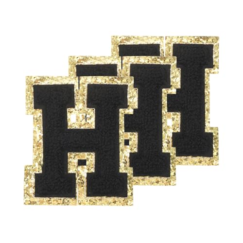 PATIKIL Chenille Aufnäher Buchstaben 3,3 Zoll, 3er Pack Selbstklebende Chenille Aufnäher Goldrand Bestickte Sticker für Kleidung DIY Rucksäcke Hüte Dekoration, Schwarzer Buchstabe-H PATIKIL Chenille Aufnäher Buchstaben 3,3 Zoll, 3er Pack Selbstklebende Chenille Aufnäher Goldrand Bestickte Sticker für Kleidung DIY Rucksäcke Hüte Dekoration, Schwarzer Buchstabe-H von PATIKIL