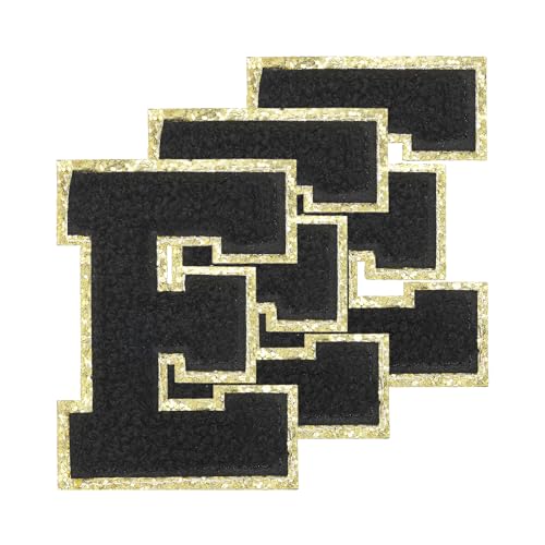 PATIKIL Chenille Aufnäher Buchstaben 3,3 Zoll, 3er Pack Selbstklebende Chenille Aufnäher mit Goldrand Bestickte Sticker für Kleidung DIY Rucksäcke Hüte Dekoration, Schwarzer Buchstabe-E PATIKIL Chenille Aufnäher Buchstaben 3,3 Zoll, 3er Pack Selbstklebende Chenille Aufnäher mit Goldrand Bestickte Sticker für Kleidung DIY Rucksäcke Hüte Dekoration, Schwarzer Buchstabe-E von PATIKIL