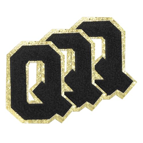 PATIKIL Chenille Aufnäher Buchstaben 3,3 Zoll, 3er Pack Selbstklebende Chenille Aufnäher mit Goldrand Bestickte Sticker für Kleidung DIY Rucksäcke Hüte Dekoration, Schwarzer Buchstabe-Q PATIKIL Chenille Aufnäher Buchstaben 3,3 Zoll, 3er Pack Selbstklebende Chenille Aufnäher mit Goldrand Bestickte Sticker für Kleidung DIY Rucksäcke Hüte Dekoration, Schwarzer Buchstabe-Q von PATIKIL