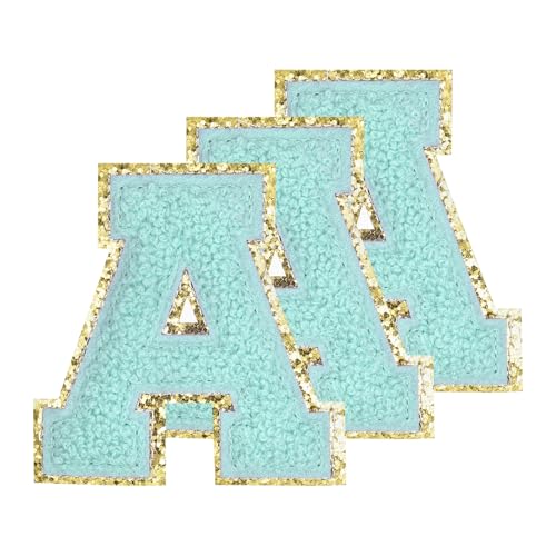 PATIKIL Chenille Aufnäher Buchstaben 3,3 Zoll, 3er Pack Selbstklebende Chenille Aufnäher mit Goldrand Bestickte Sticker für Kleidung DIY Rucksäcke Hüte Dekoration,Dunkelblauer Buchstabe-A PATIKIL Chenille Aufnäher Buchstaben 3,3 Zoll, 3er Pack Selbstklebende Chenille Aufnäher mit Goldrand Bestickte Sticker für Kleidung DIY Rucksäcke Hüte Dekoration,Dunkelblauer Buchstabe-A von PATIKIL