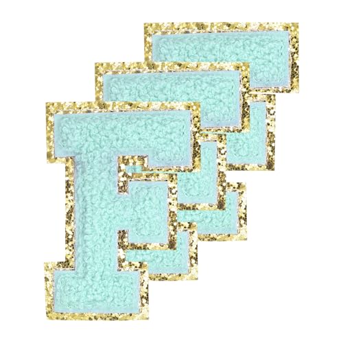 PATIKIL Chenille Aufnäher Buchstaben Patches 3,3 Zoll, 3er Pack Selbstklebende Chenille Patches mit Goldrand Bestickte Sticker für Kleidung Hüte Dekoration, Dunkelblauer Buchstabe-F PATIKIL Chenille Aufnäher Buchstaben Patches 3,3 Zoll, 3er Pack Selbstklebende Chenille Patches mit Goldrand Bestickte Sticker für Kleidung Hüte Dekoration, Dunkelblauer Buchstabe-F von PATIKIL