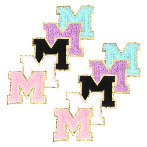 PATIKIL Chenille Buchstaben Patches, 10 Stück Aufbügeln Buchstaben Patch Buchstaben Gestickter Patch Glitzer Applikation für Hut Jacke Kleidung Taschen DIY Dekoration Rucksack, Buchstabe M von PATIKIL