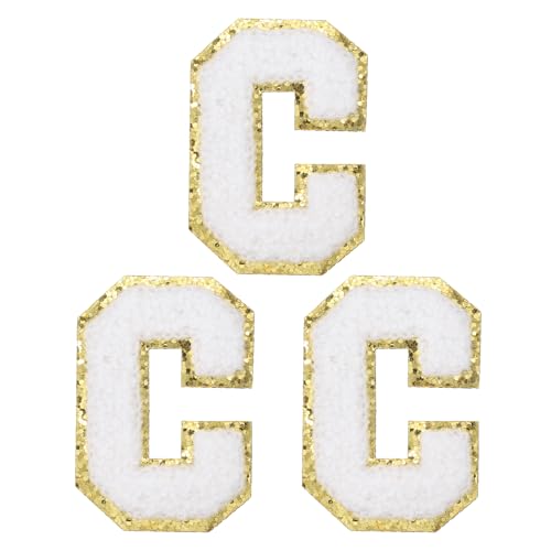 PATIKIL Chenille Bügelbuchstaben Patches, 3er-Pack Buchstaben Aufbügeln, Bügel Buchstaben gesticktes Patch zum Reparieren von Jeans, Hemden, Handwerk, Weiß, Alphabet C PATIKIL Chenille Bügelbuchstaben Patches, 3er-Pack Buchstaben Aufbügeln, Bügel Buchstaben gesticktes Patch zum Reparieren von Jeans, Hemden, Handwerk, Weiß, Alphabet C von PATIKIL