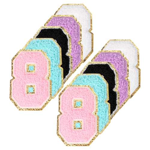 PATIKIL Chenille Nummern-Patches, 10 Stück zahlen zum aufbügeln Nummer Bestickter Patch Glitzer-Applikation für Hut Jacke Kleidung Taschen DIY Dekoration Rucksack, Nummer 8 PATIKIL Chenille Nummern-Patches, 10 Stück zahlen zum aufbügeln Nummer Bestickter Patch Glitzer-Applikation für Hut Jacke Kleidung Taschen DIY Dekoration Rucksack, Nummer 8 von PATIKIL