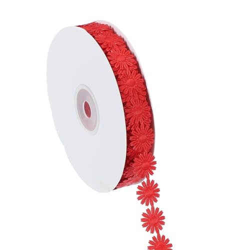 PATIKIL Daisy Flower Lace Trim, Spitzenbesatz Strickstickerei-Band für DIY-Handwerk Nähen Trim Verzierungen Haarband Braut Hochzeit Dekor Taschen Design, Rot von PATIKIL