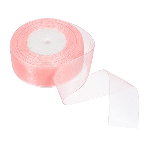 PATIKIL Durchsichtiges Organza Band 1-37/64" 50 Yard 1 Rolle Chiffondeko Stoff für Geschenkpapier Handwerke Hochzeit Blumenstrauß Mittel Rosa von PATIKIL