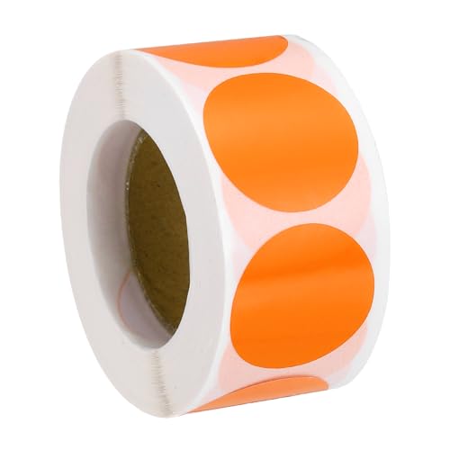 PATIKIL Farbige Punkt-Aufkleber 1", 500 Stück Farbcodierungsetiketten Blanko Kreisaufkleber Selbstklebende Runde Preisaufkleber für Inventar Büro Garage Klassenzimmer, Orange von PATIKIL