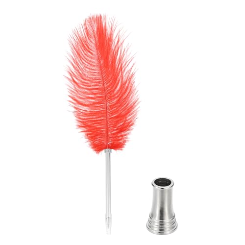 PATIKIL Feder Kugelschreiber, 0.5mm Vintage Kalligraphie Stifte mit Feder zum Schreiben Büro, Straußenfeder Stift mit Ständerhalter für Hochzeit Unterschrift, Rot PATIKIL Feder Kugelschreiber, 0.5mm Vintage Kalligraphie Stifte mit Feder zum Schreiben Büro, Straußenfeder Stift mit Ständerhalter für Hochzeit Unterschrift, Rot von PATIKIL