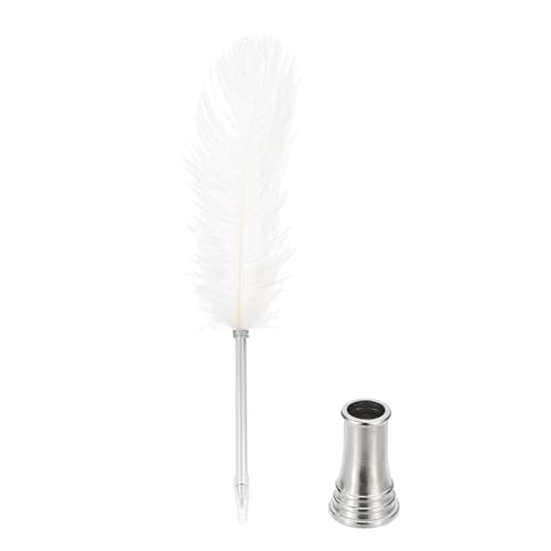 PATIKIL Feder Kugelschreiber, 0.5mm Vintage Kalligraphie Stifte mit Feder zum Schreiben Büro, Straußenfeder Stift mit Ständerhalter für Hochzeit Unterschrift, Weiß PATIKIL Feder Kugelschreiber, 0.5mm Vintage Kalligraphie Stifte mit Feder zum Schreiben Büro, Straußenfeder Stift mit Ständerhalter für Hochzeit Unterschrift, Weiß von PATIKIL