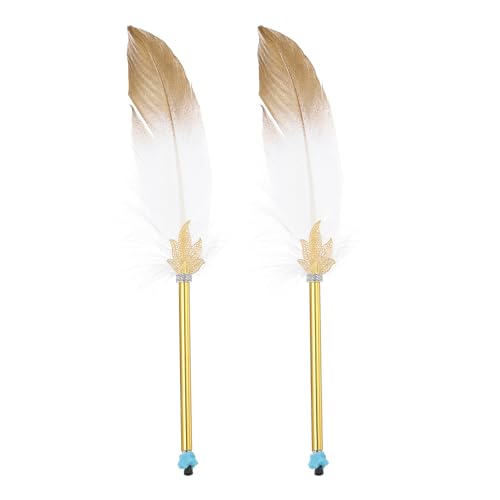 PATIKIL Feder Kugelschreiber, 2 Stück 0.5mm Vintage Kalligraphie Stifte mit Feder zum Schreiben Büro, Gänsefedern Stift für Hochzeit Unterschrift, Weiß & Gold PATIKIL Feder Kugelschreiber, 2 Stück 0.5mm Vintage Kalligraphie Stifte mit Feder zum Schreiben Büro, Gänsefedern Stift für Hochzeit Unterschrift, Weiß & Gold von PATIKIL