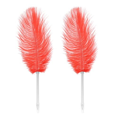 PATIKIL Feder Kugelschreiber, 2 Stück 0.5mm Vintage Kalligraphie Stifte mit Feder zum Schreiben Büro, Straußenfeder Stift für Hochzeit Unterschrift, Rot PATIKIL Feder Kugelschreiber, 2 Stück 0.5mm Vintage Kalligraphie Stifte mit Feder zum Schreiben Büro, Straußenfeder Stift für Hochzeit Unterschrift, Rot von PATIKIL
